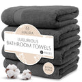 MAURA Grey Extra Large Turkish Cotton Luxury Bath Towels Set of 4. Ultra-Soft, Thick & Plush Towels for Bathroom - Space Gray