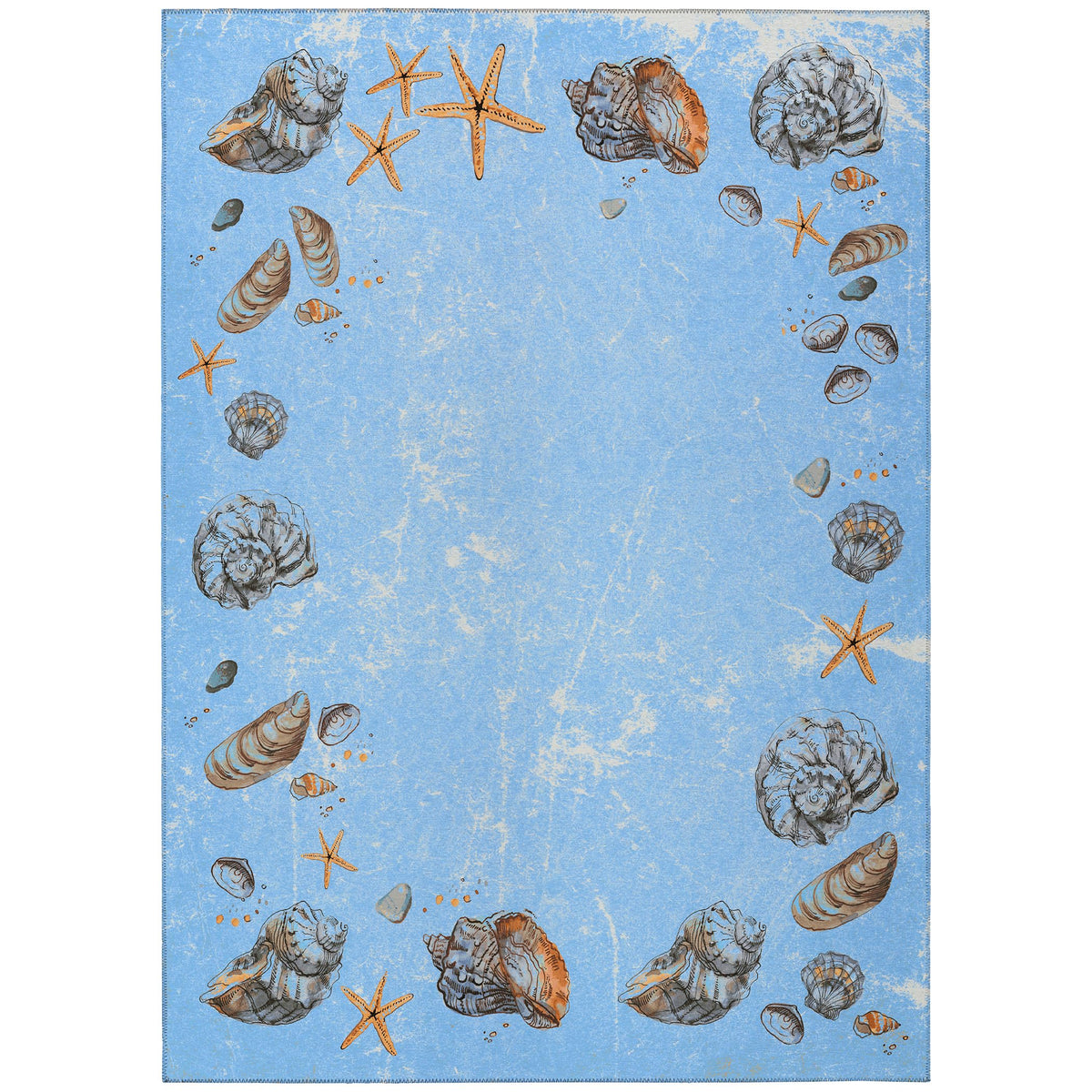 Addison Rugs Surfside Asr39 Blue 5' X 7'6&quot; Indoor Outdoor Rug, Easy Clean, Machine Washable, Non Shedding, Bedroom, Living Room, Dining Room, Kitchen, Patio Rug