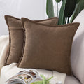 Madizz Set Of 2 Short Chenille Throw Pillow Covers 22X22 Inch Brown Soft Decorative Cushion Cover For Sofa Bedroom Pillow Shell
