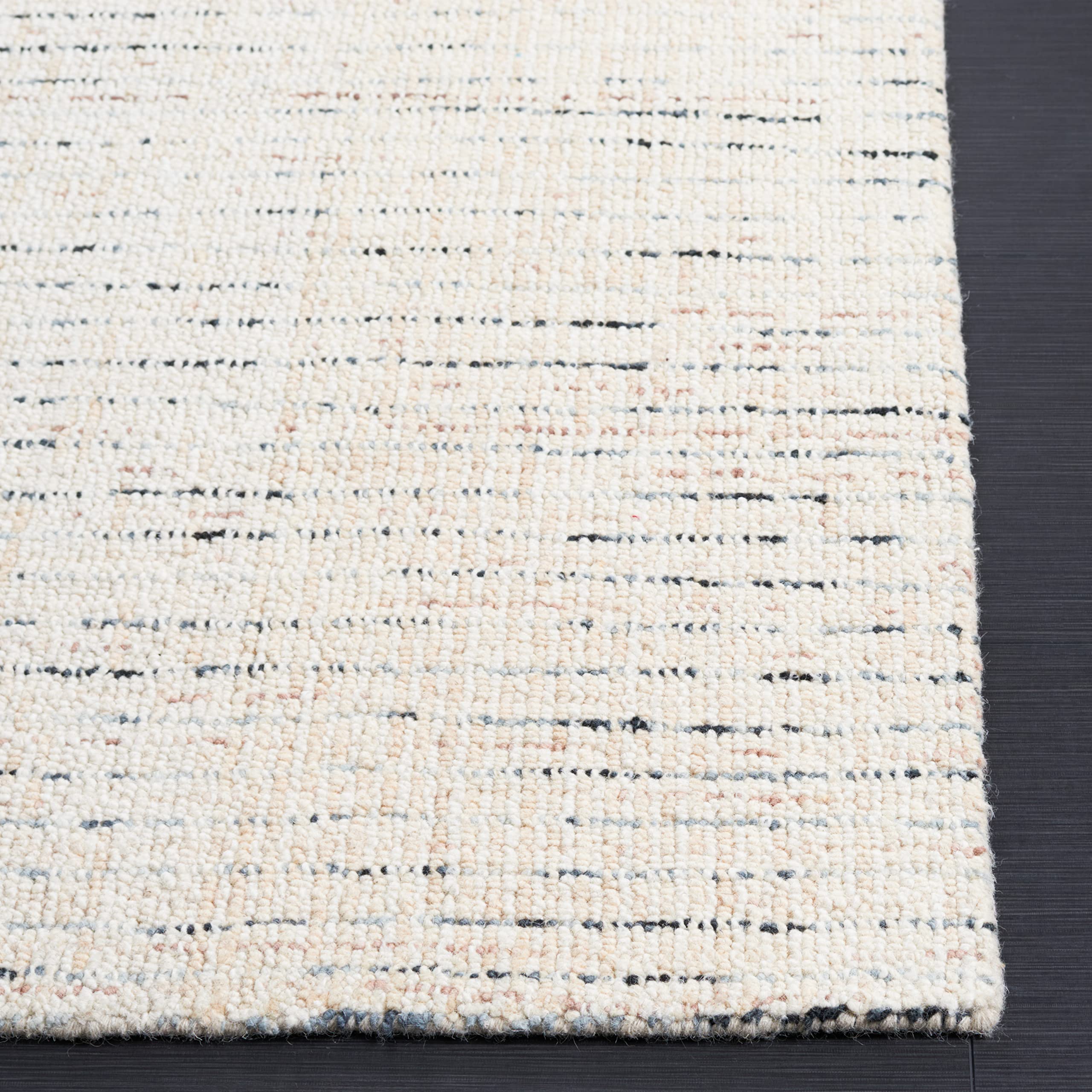 Safavieh Abstract Collection Area Rug - 6' X 9', Ivory & Blue, Handmade Wool, Ideal For High Traffic Areas In Living Room, Bedro