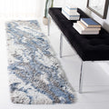 SAFAVIEH Horizon Shag Collection Runner Rug - 2 x 19, Grey & Blue, Modern Abstract Design, Non-Shedding & Easy Care, 2-inch Th