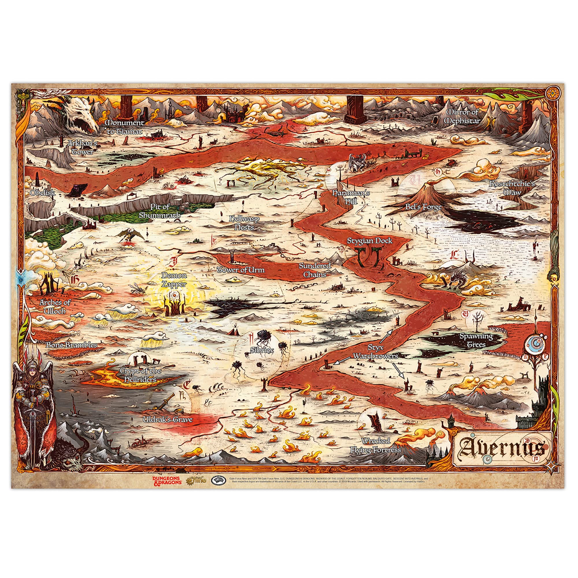 Gale Force Nine D&D: Avernus Map - 23' X 15' - Gf9'S Official Dungeons & Dragons Tapletop Decent Into Avernus Map