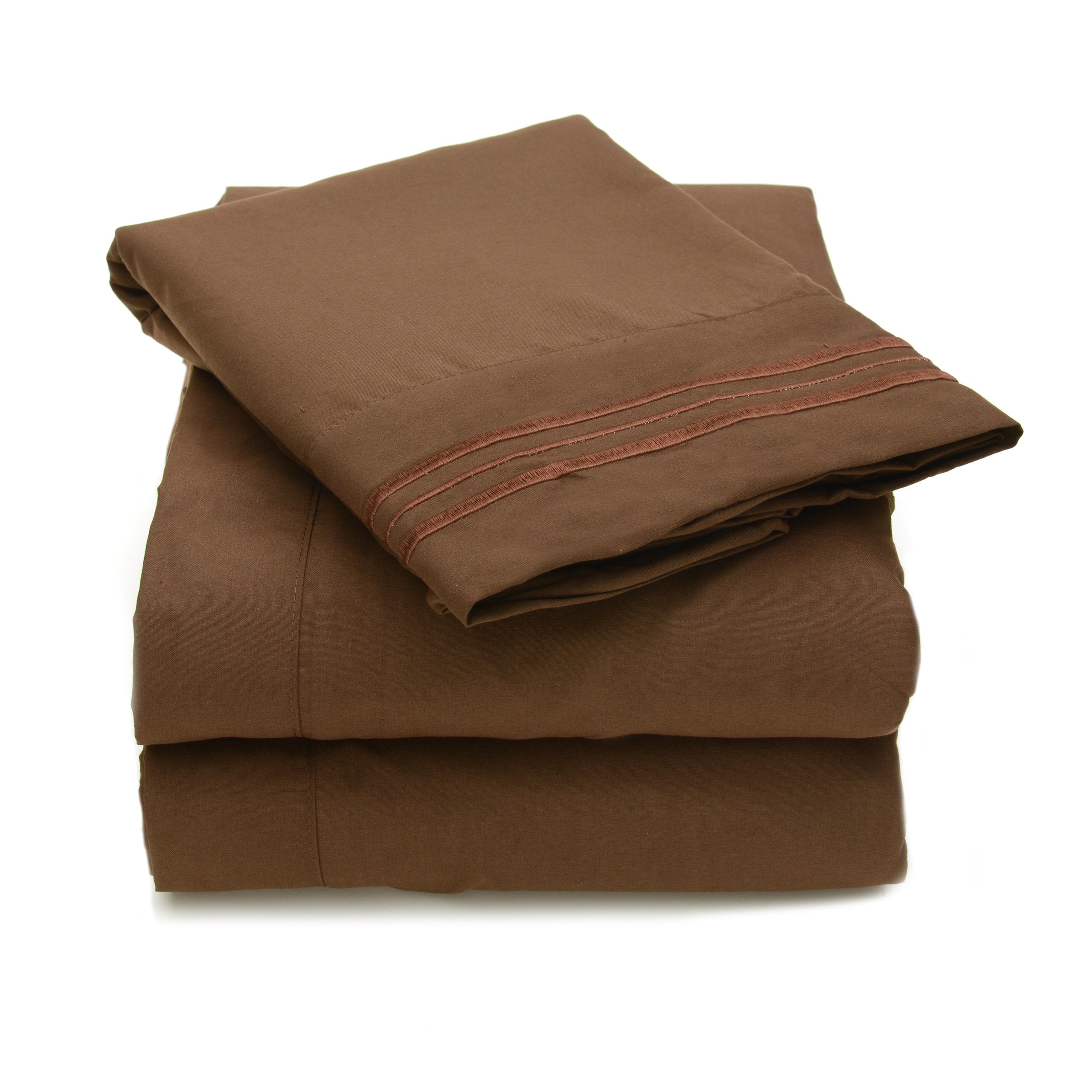 Sweet Home Collection 4 Piece 2000 12 Colors Collection Egyptian Quality Deep Pocket Bed Sheet Set, King, Brown