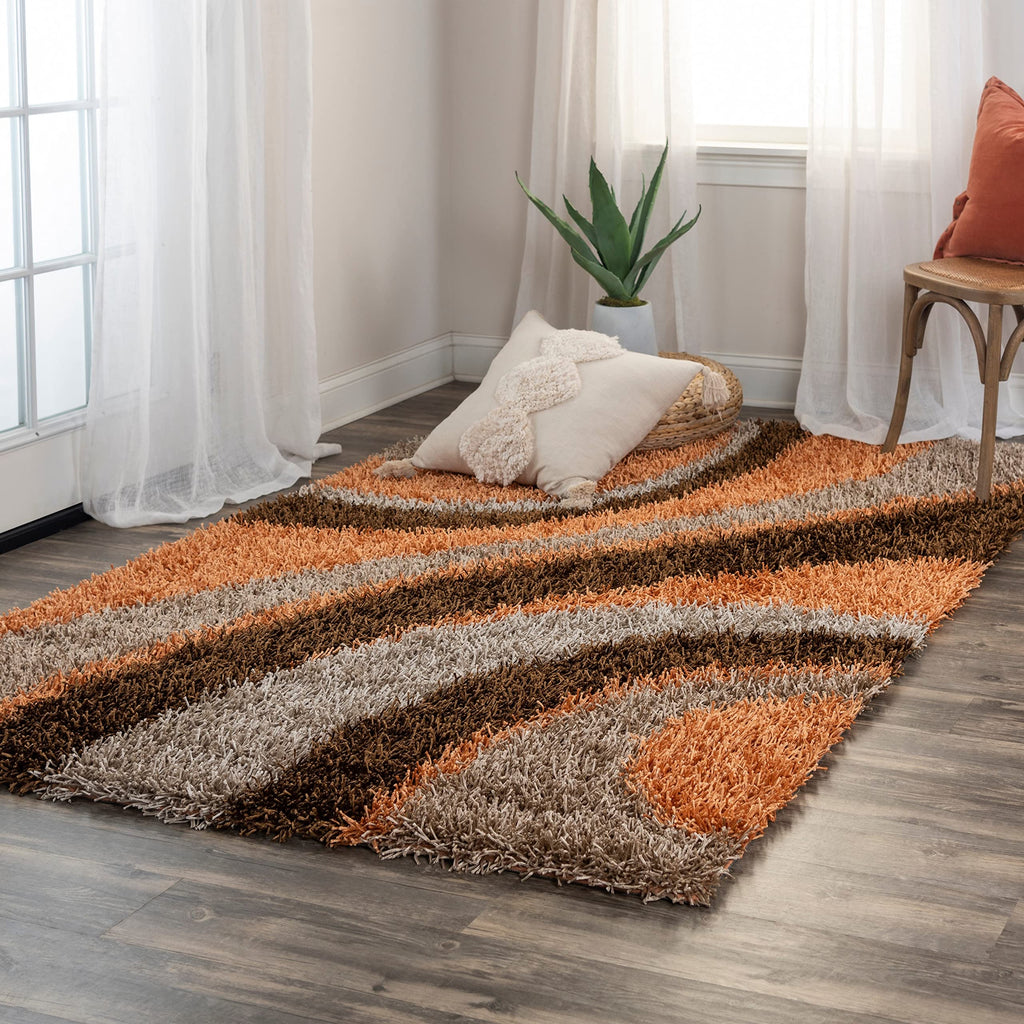Rizzy Home | Km2323 | Kempton Collection | Polyester Area Rug | 6' X 9' | Multi/Grey/Black/White Stripe