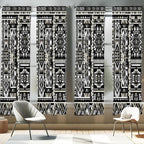 Ambesonne Southwestern Window Curtains Pack of 2, Monochrome Colors Design with Zigzags Arrows and Cultural Motifs, Lightweight 