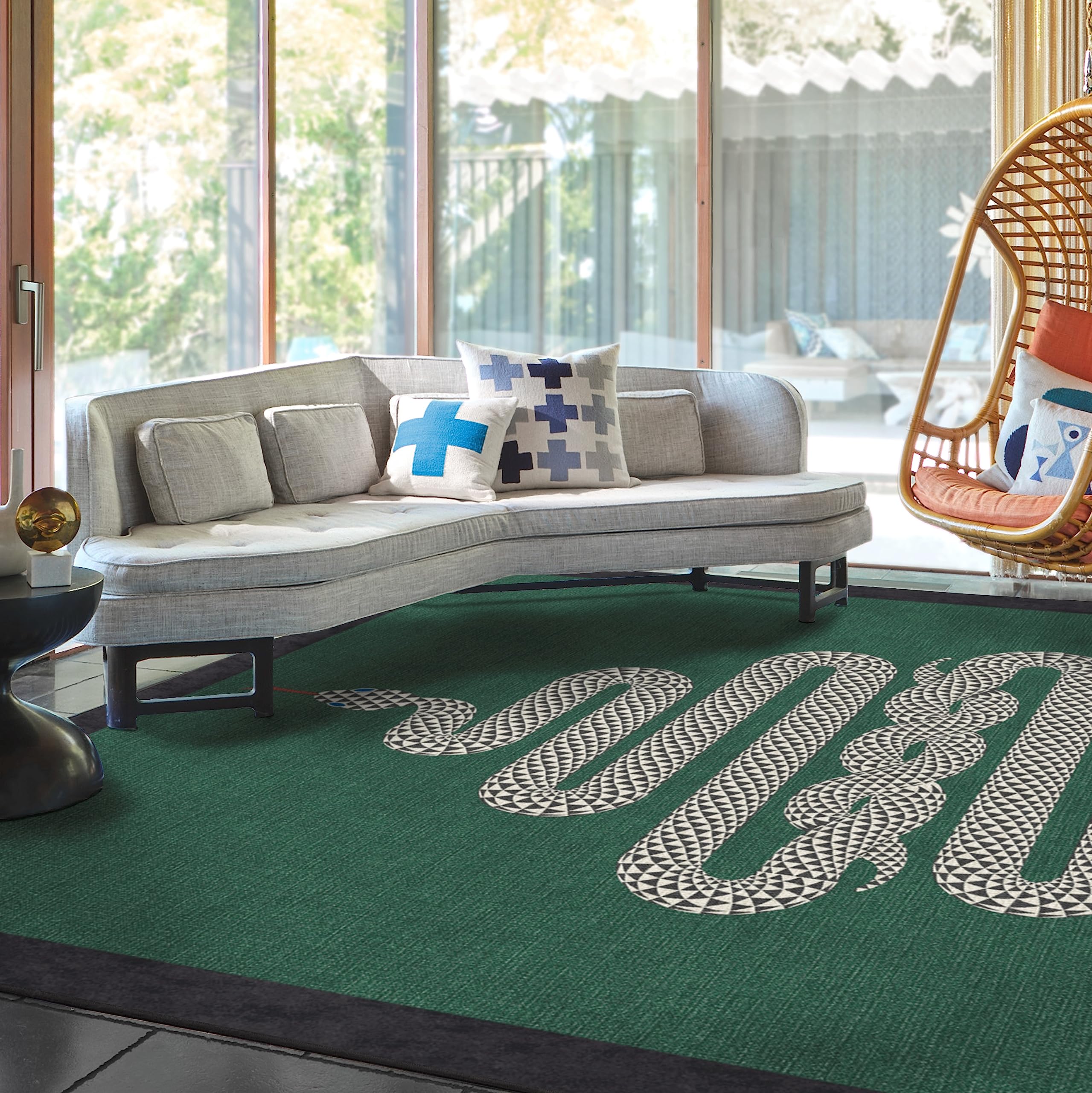 Ruggable X Jonathan Adler - Venom Emerald - Machine Washable Area Rug - Pet & Child Friendly - Stain & Water Resistant - Non-Sli