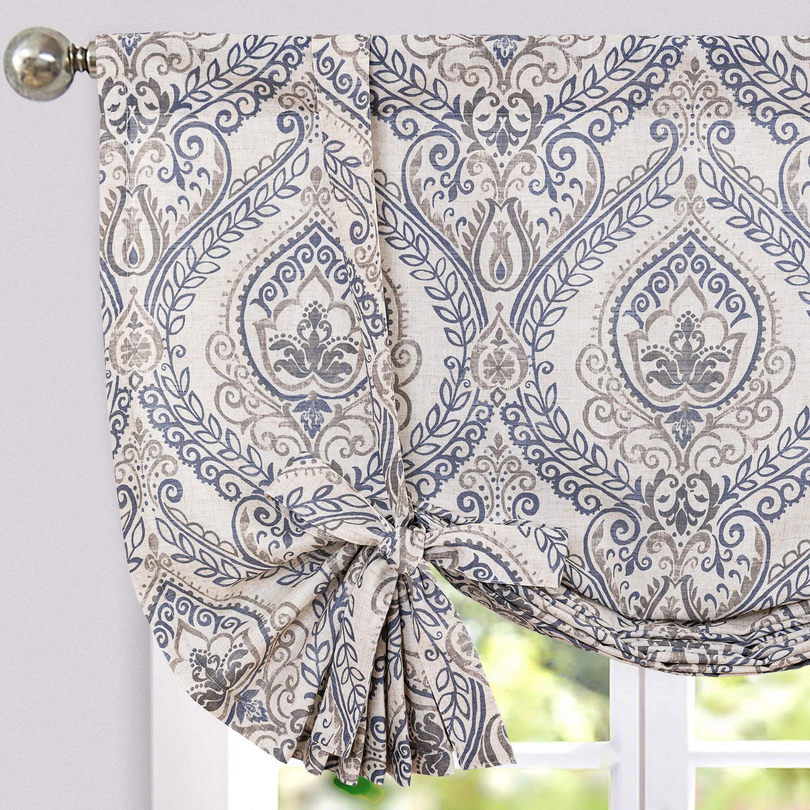 jinchan Faux Linen Tie up Valance for Windows 54 Inch Farmhouse Valance for Living Room Bathroom Light Blocking Rod Pocket Count