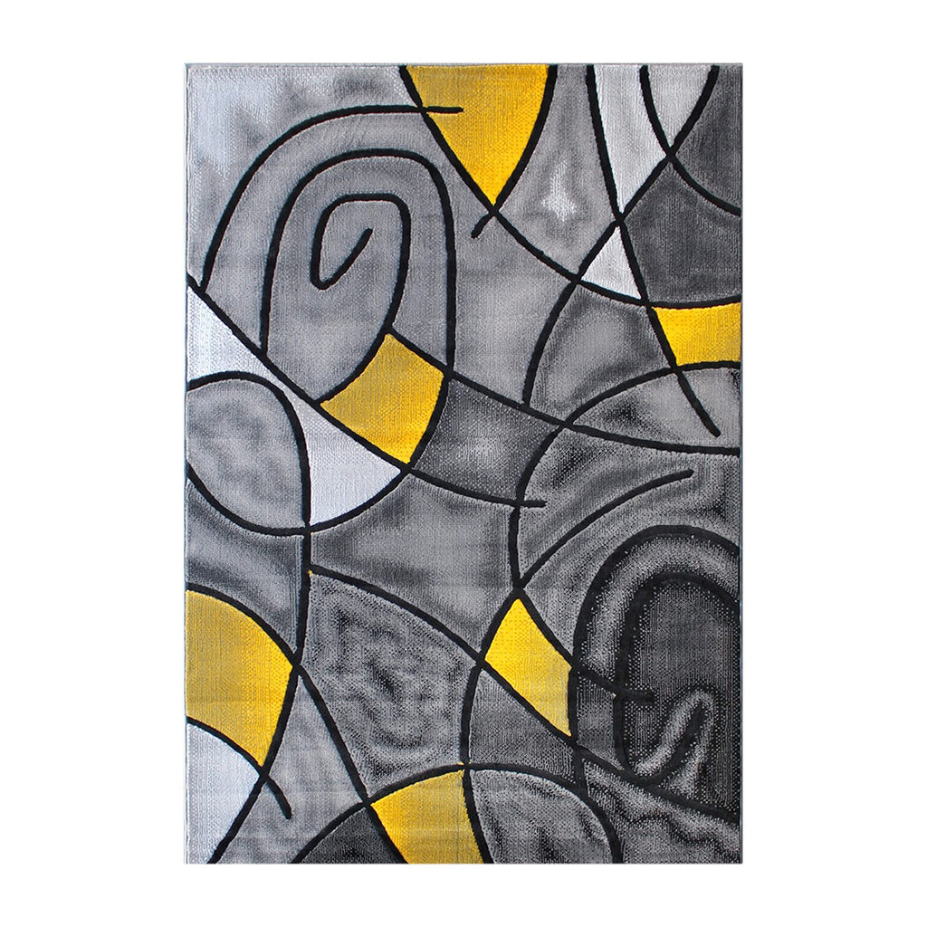 Flash Furniture Jubilee Collection Abstract Area Rug - Colorfast Yellow Olefin Rug - 5' X 7' Area Rug - Jute Backing - Living Room, Bedroom, & Family Room