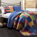 Lush Decor Misha 3-Piece Quilt Set, Fuchsia, Full/Queen, Fuchisa/Navy