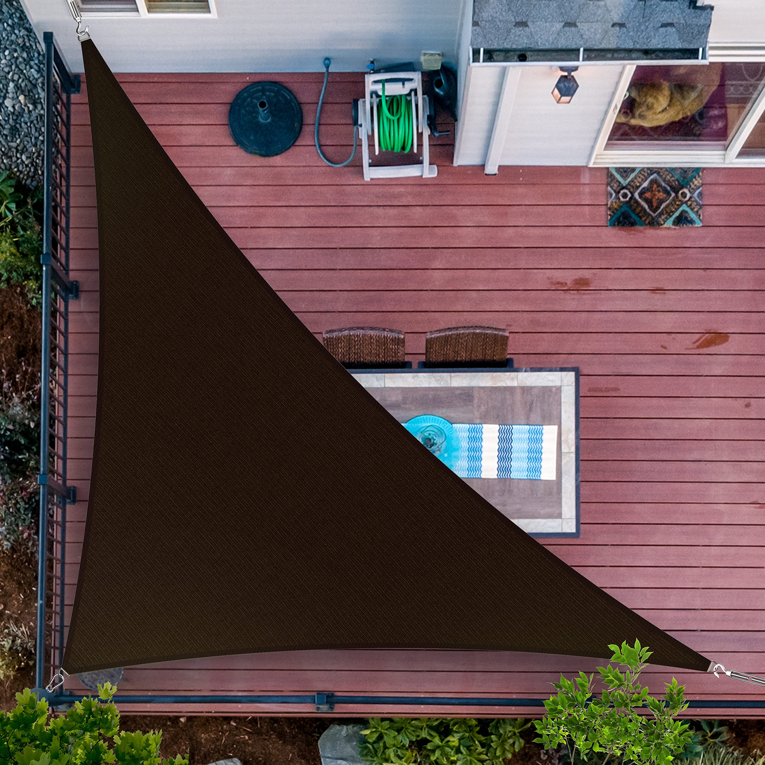 Shademart 19' X 22' X 29.1' Brown Sun Shade Sail Upf50 Right Triangle Smtapt16 Canopy Fabric Cloth Screen, Water Air Permeable &