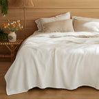 Bedsure 100% Cotton Blanket King Size For Bed - Waffle Weave Blankets King Size, Soft Lightweight Thin Blankets For Summer, Ivor