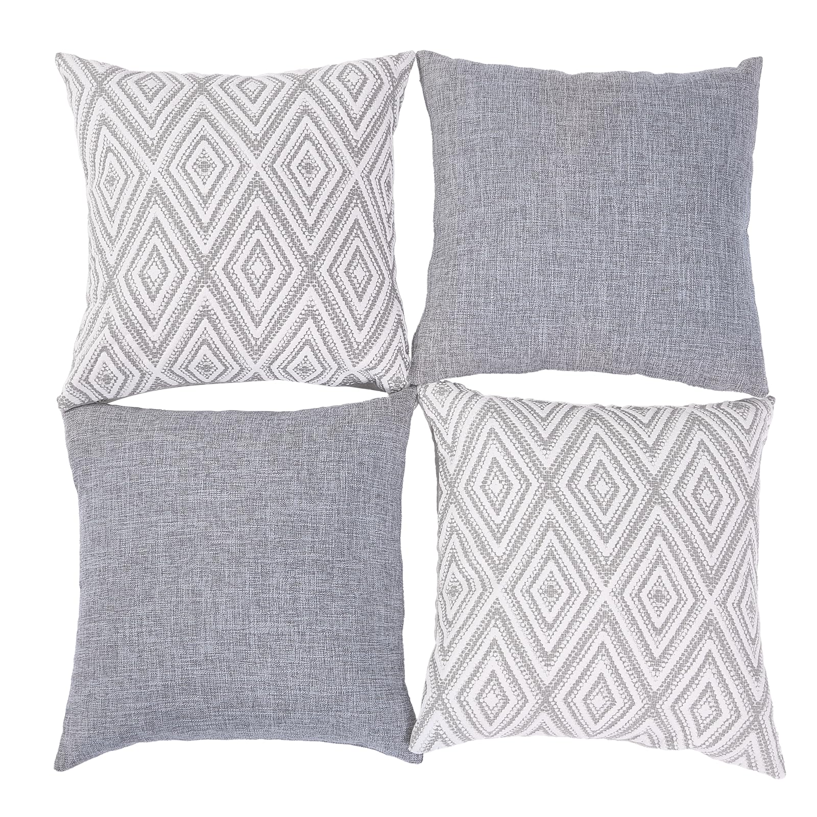 Hpuk Decorative Throw Pillow Covers Set Of 4 Couch Pillows Accent Cushion Cover For Couch Sofa Living Room, 20'X20' Inches, Grey