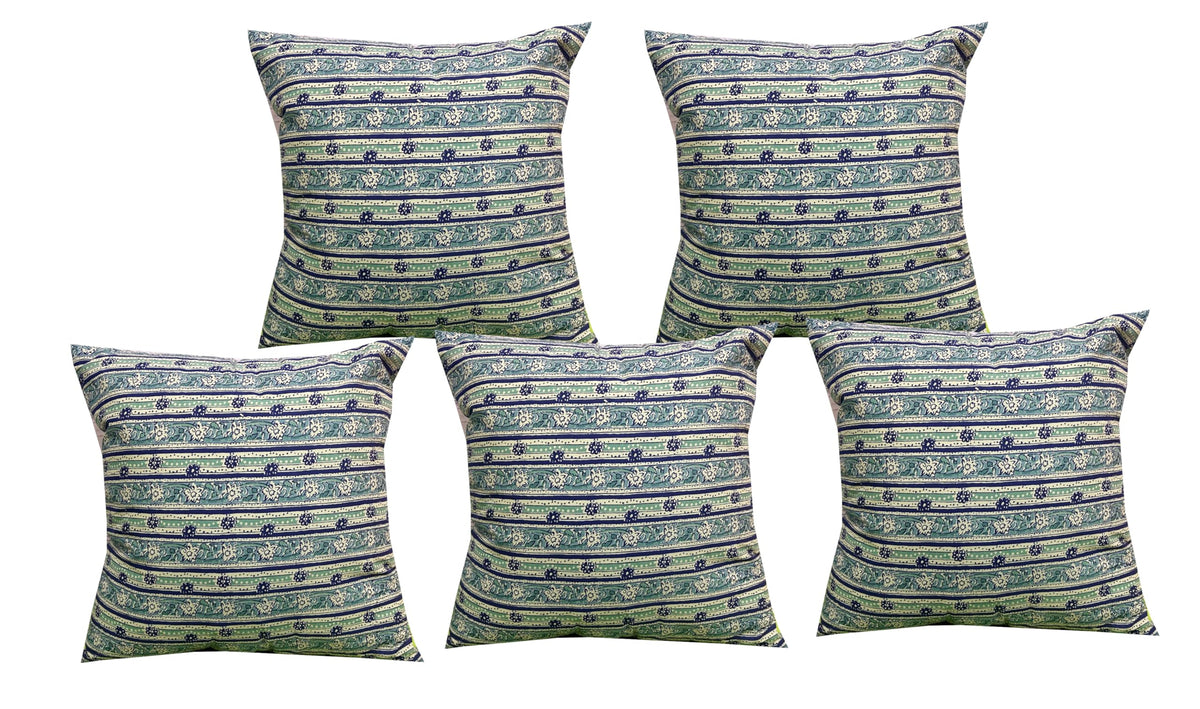 Pink Parrot Jaipur Block Print Cotton Cushion Cover 16X16 Inch Set Of 5 Pcs 0025