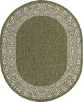 Unique Loom Outdoor Border Collection Area Rug - Floral Border (7' 10' X 10' Oval, Green/ Ivory)
