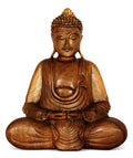 G6 Collection Wooden Serene Sitting Buddha Statue Handmade Meditating Sculpture Wood Figurine Decorative Accent Rustic Handcraft