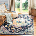 SAFAVIEH Crystal Collection 4 Square Navy / Fuchsia CRS501H Boho Chic Oriental Medallion Distressed Non-Shedding Living Room Be