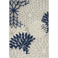 Nourison Aloha Indoor/Outdoor Ivory/Navy 2' X 6' Area -Rug, Easy -Cleaning, Non Shedding, Bed Room, Living Room, Dining Room, Ki