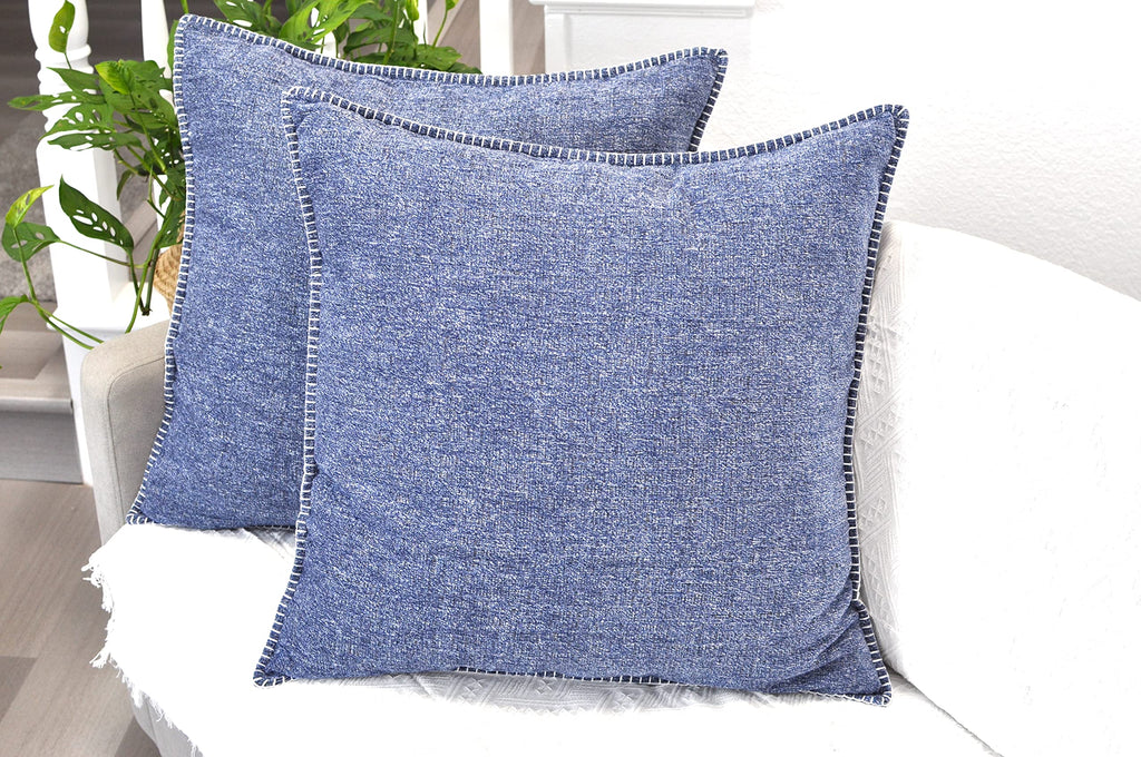 26X26 Pillow Covers Set Of 2 Navy Blue, Extra Large Throw Pillow Covers For Couch Sofa Pillows, Soft Cozy Big Cushion Covers, Mo