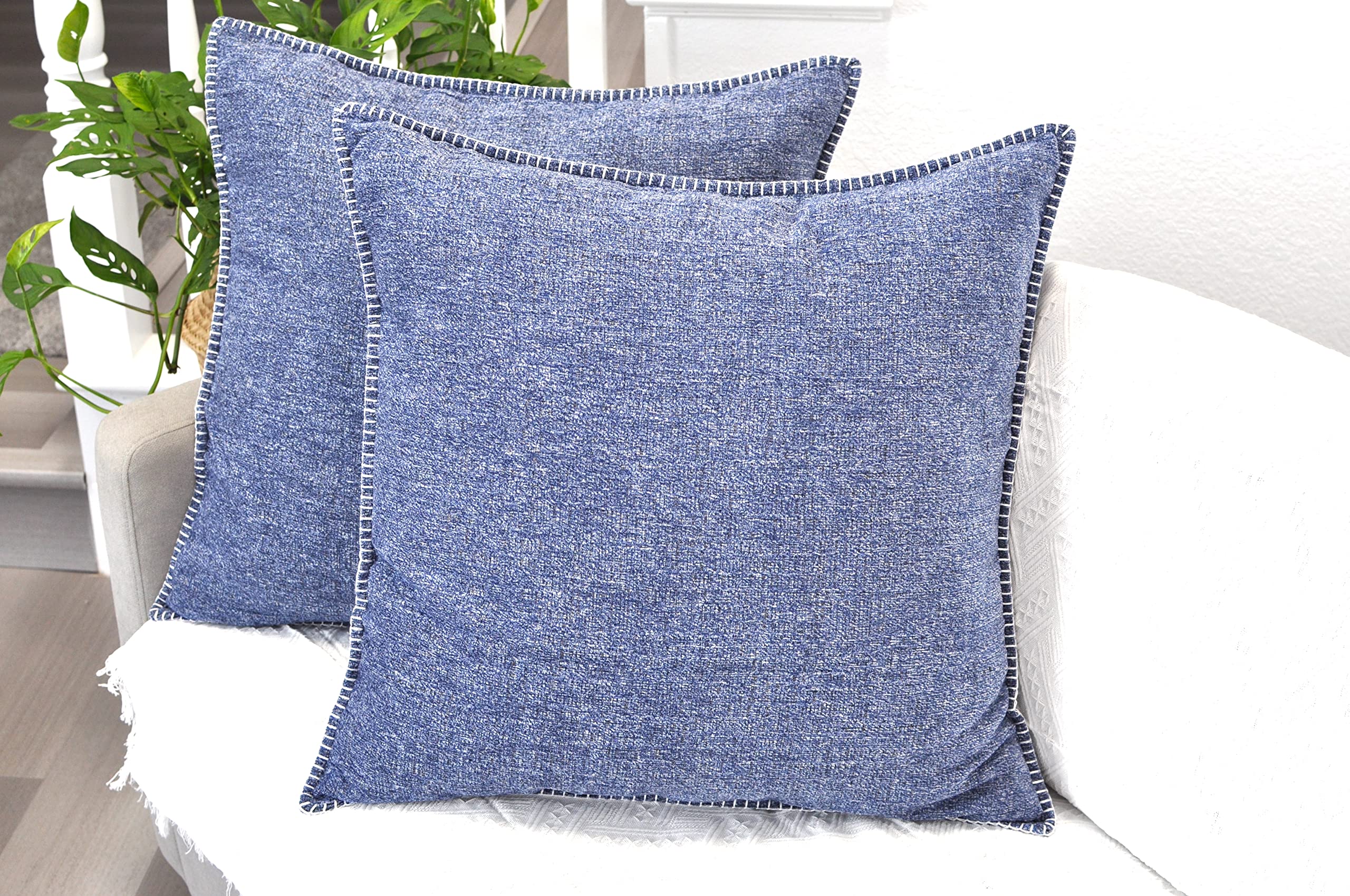 26X26 Pillow Covers Set Of 2 Navy Blue, Extra Large Throw Pillow Covers For Couch Sofa Pillows, Soft Cozy Big Cushion Covers, Mo