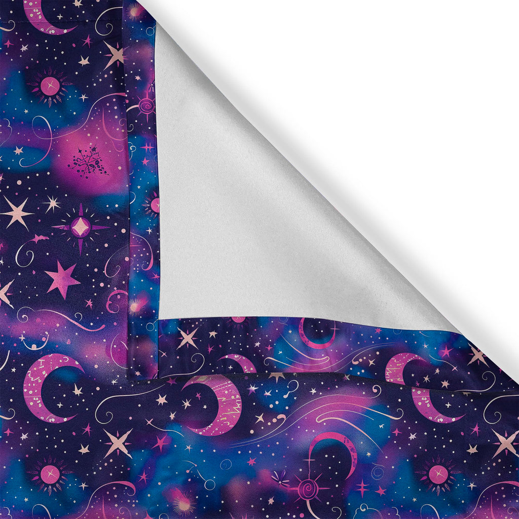 Ambesonne Celestial Window Valance Pack Of 2, Fantasy Dream Oriental Astronomy Art Crescent And Starry Atmosphere, Rod Pocket Curtain Valances For Kitchen Bedroom, 54' X 18', Dark Night Blue Fuchsia
