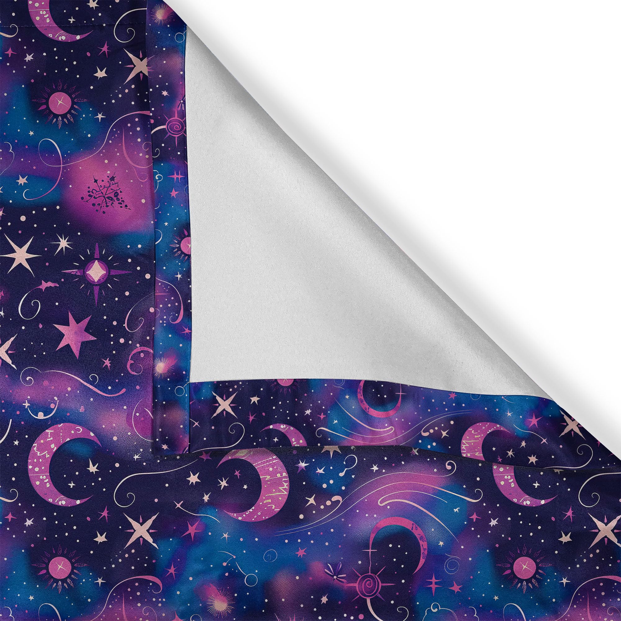 Ambesonne Celestial Window Valance Pack Of 2, Fantasy Dream Oriental Astronomy Art Crescent And Starry Atmosphere, Rod Pocket Curtain Valances For Kitchen Bedroom, 54' X 18', Dark Night Blue Fuchsia