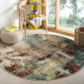Lahome Modern Abstract Round Rug - 4Ft Red Area Rugs for Living Room, Soft Bathroom Circle Mat Machine Washable Non Slip Indoor 