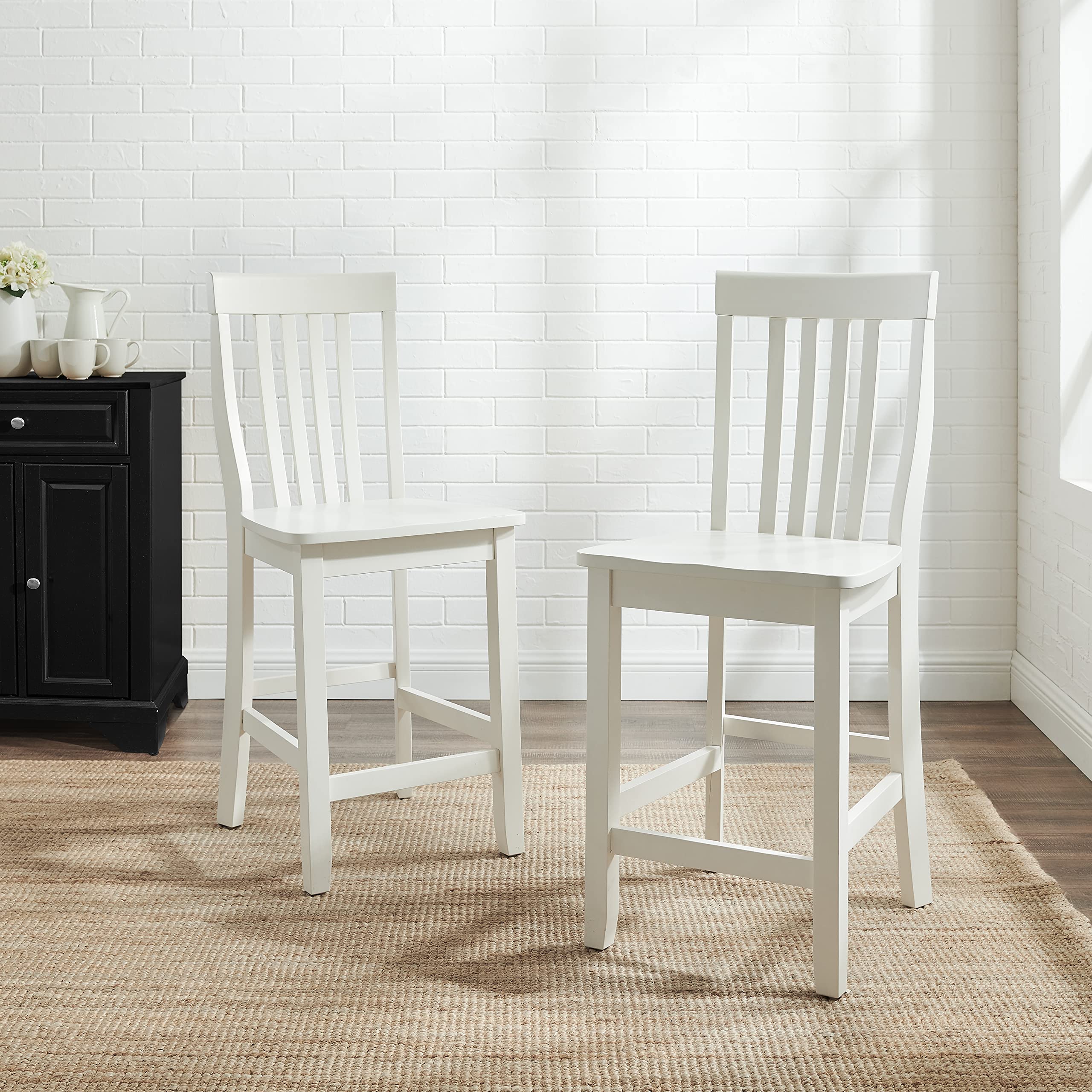 Crosley Furniture Schoolhouse Bar Stool (Set of 2), 24-inch, White