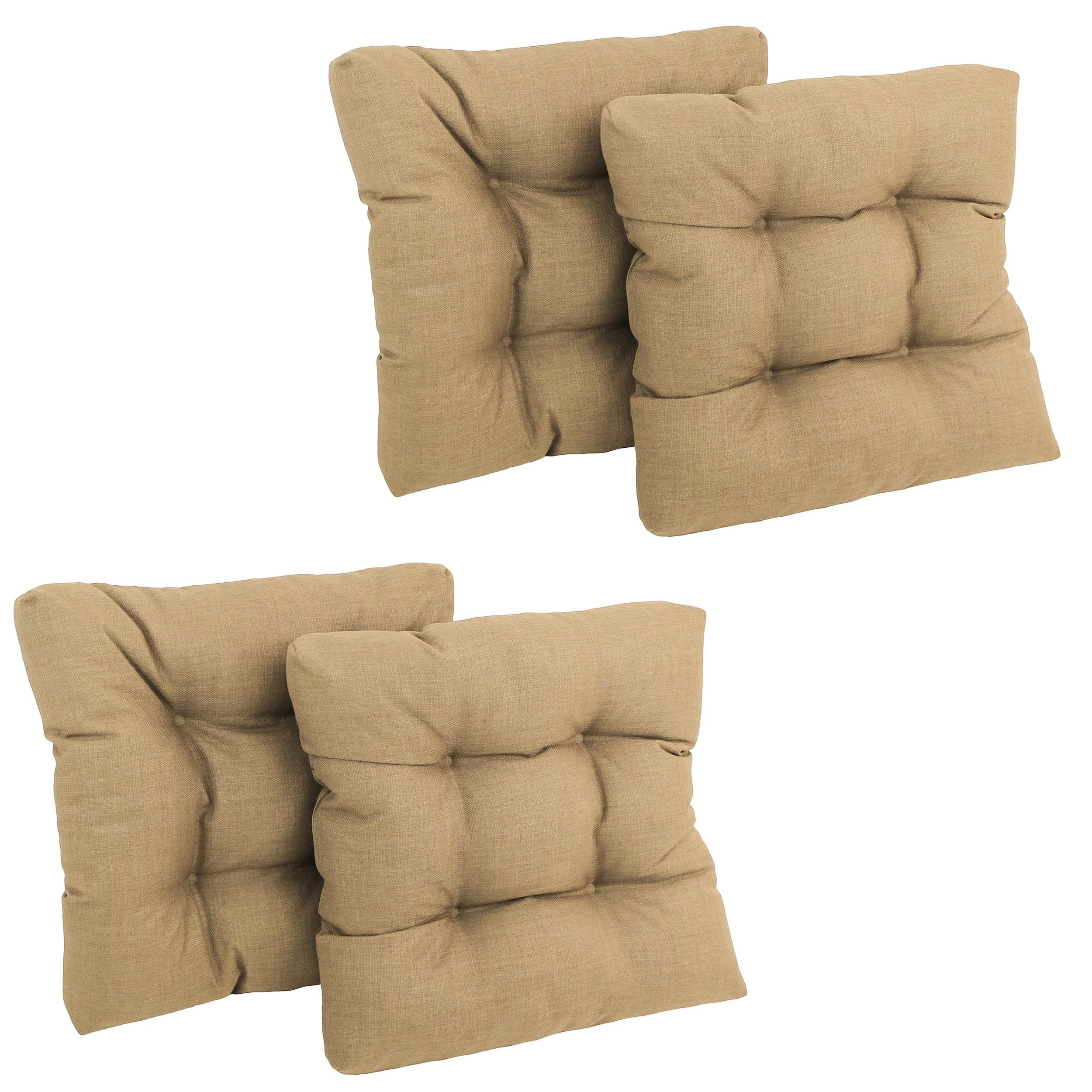 Blazing Needles Indoor/Outdoor Square Tufted Chair Cushion, 19 x 19, Sandstone 4 Count