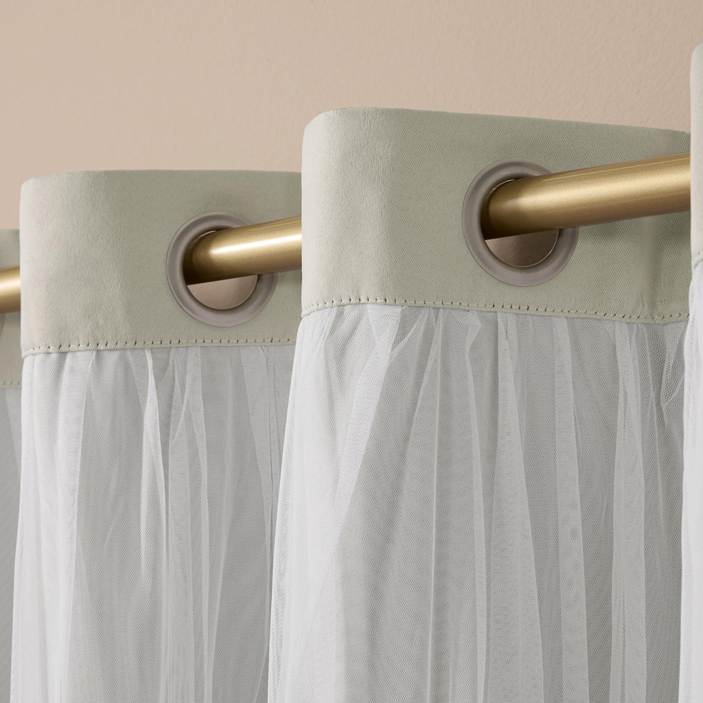 Town & Country Luxe Exclusive Home Catarina Layered Solid Room Darkening Blackout And Sheer Grommet Top Curtain Panel Pair, 52X6
