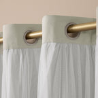 Town & Country Luxe Exclusive Home Catarina Layered Solid Room Darkening Blackout And Sheer Grommet Top Curtain Panel Pair, 52X6