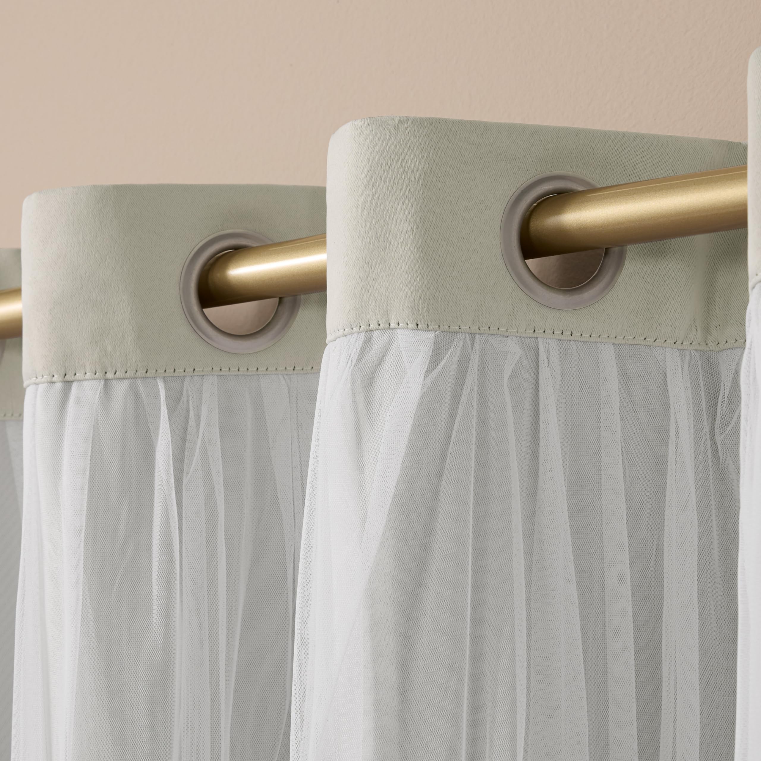 Town & Country Luxe Exclusive Home Catarina Layered Solid Room Darkening Blackout And Sheer Grommet Top Curtain Panel Pair, 52X6