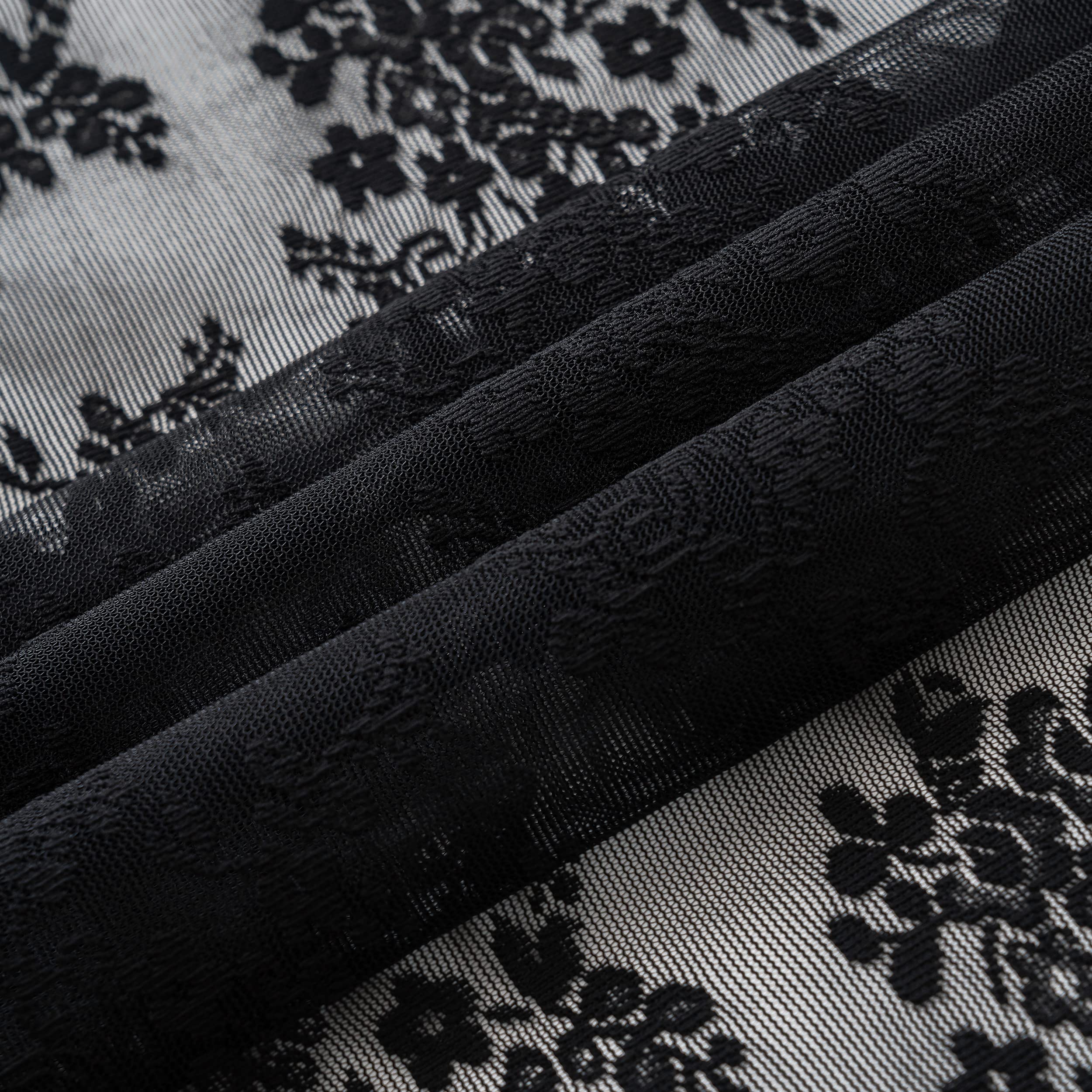 Tudeco Stall Shower Curtain - Black Lace Shower Curtain 36 X 72 Inch With Attach Valance, Gothic Floral Small Rv Narrow Shower C