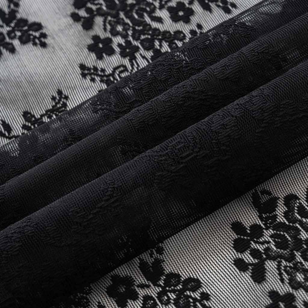 Tudeco Stall Shower Curtain - Black Lace Shower Curtain 36 X 72 Inch With Attach Valance, Gothic Floral Small Rv Narrow Shower C