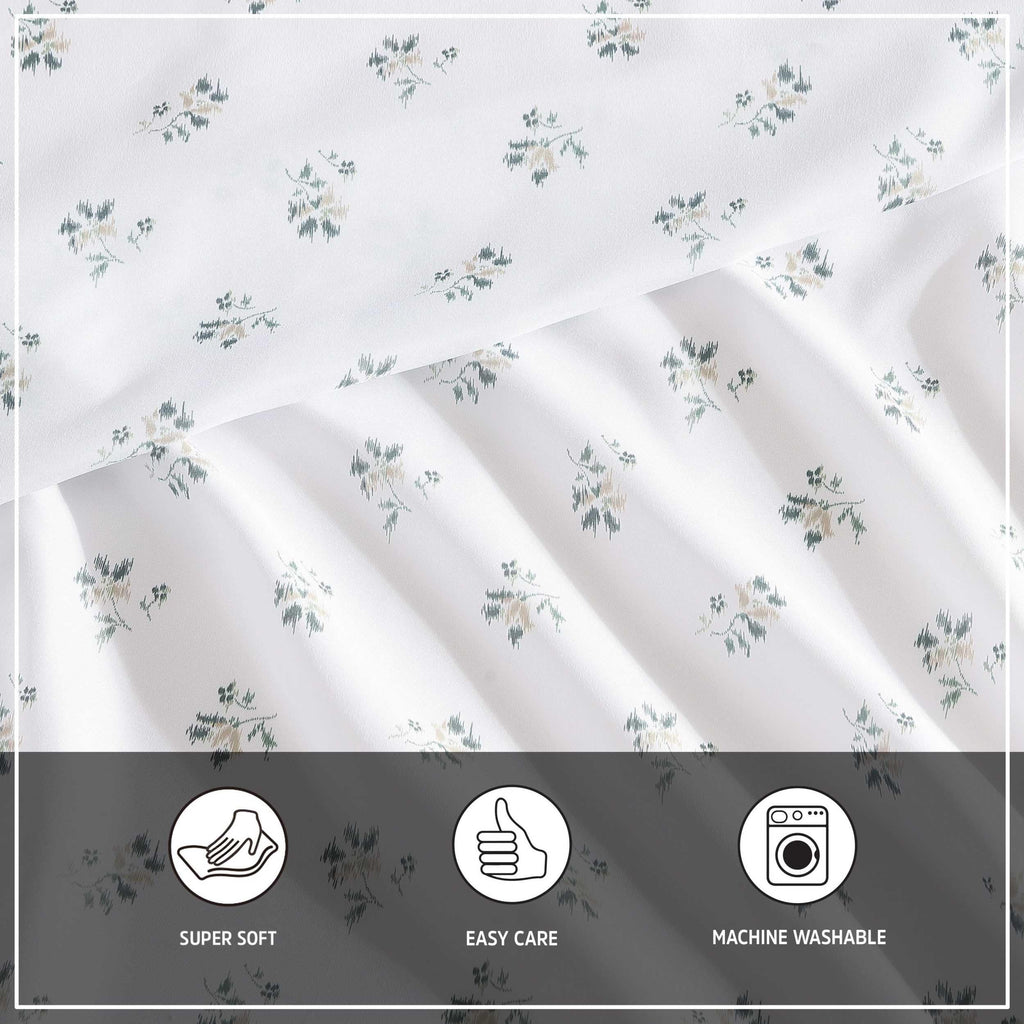 Wrangler - Sheet Set, Breathable & Wrinkle Resistant Bedding, Includes Matching Sham & Pillowcases, Yellowstone Inspired, Floral Luxurious Bedding Set (Sketchy Ditsy Green, King)