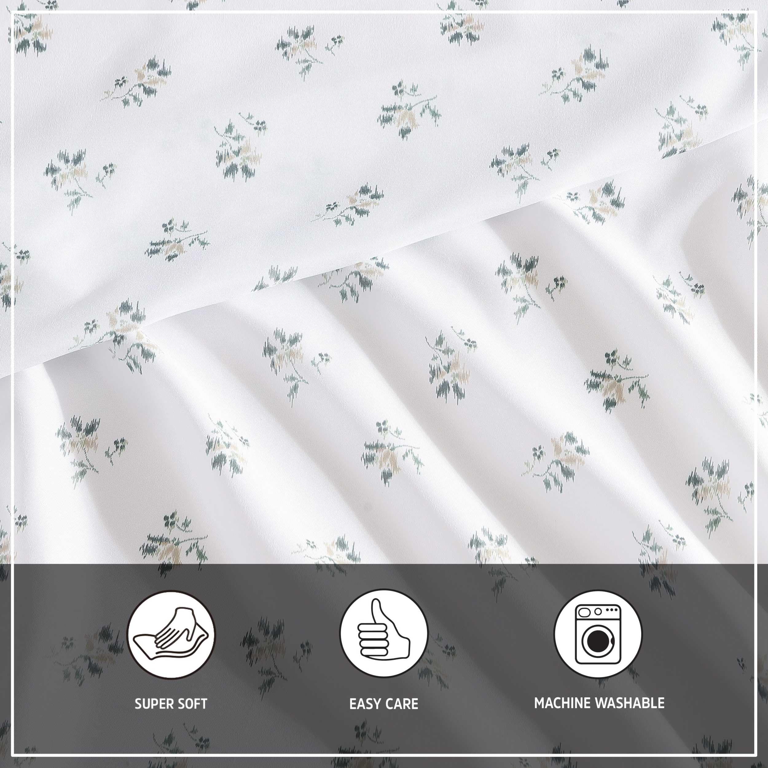 Wrangler - Sheet Set, Breathable & Wrinkle Resistant Bedding, Includes Matching Sham & Pillowcases, Yellowstone Inspired, Floral Luxurious Bedding Set (Sketchy Ditsy Green, King)
