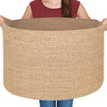 MEGASKET Large Wicker Storage Basket, 22    X 22    X 14    Woven Cotton Rope Basket, Kids Dog Toy Bin Organizer, Blanket Pillow