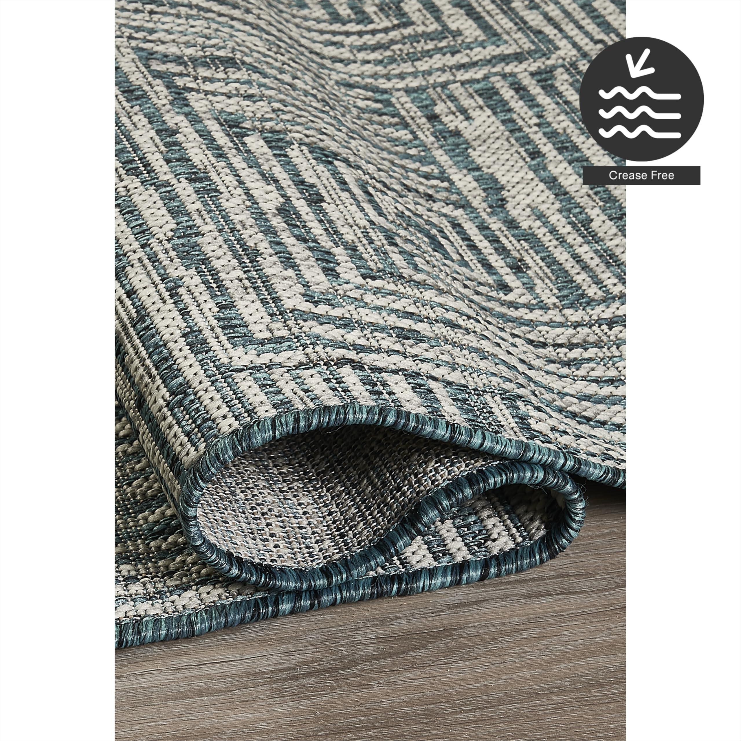 Fh Home Outdoor Rug - Waterproof Easy To Clean Stain Resistant - Patio Indoor Outdoor Porch Deck Balcony Entryway - Geometric Mo