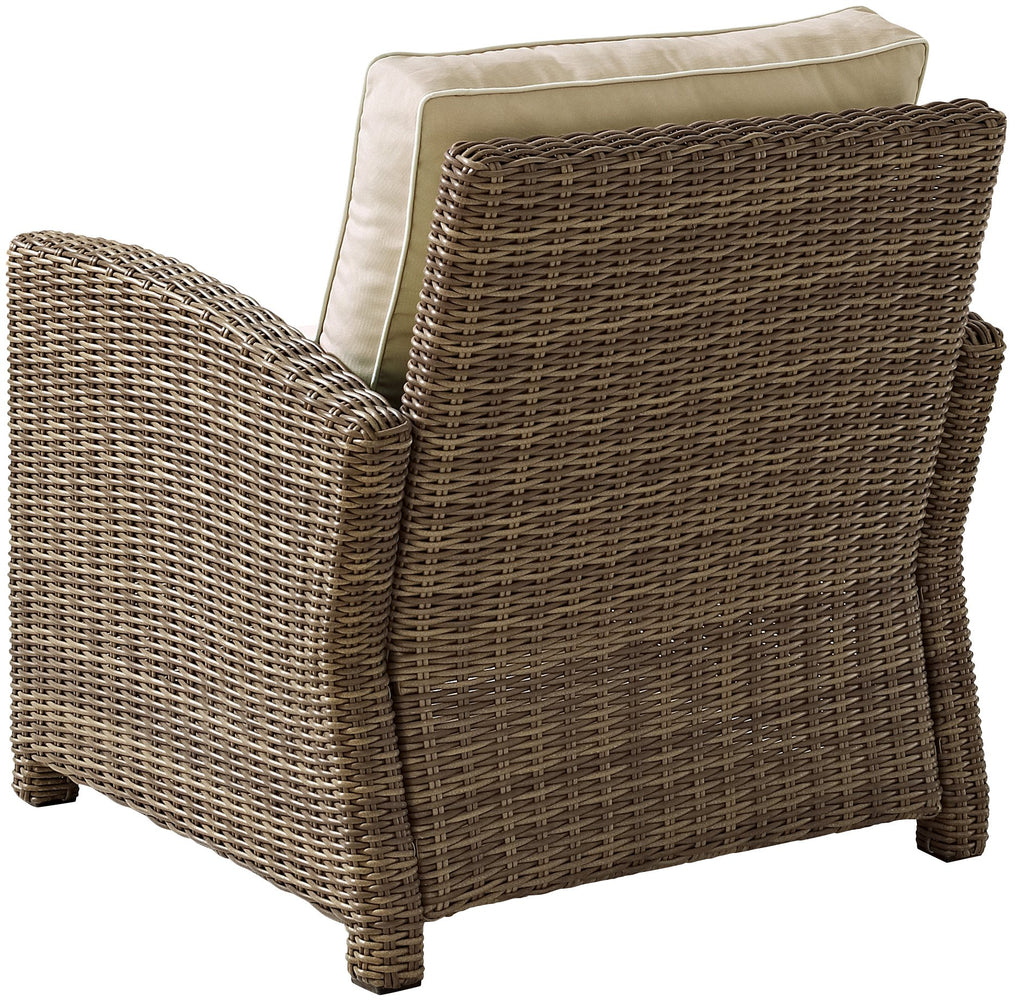 Crosley Furniture Bradenton Outdoor Chair, Wicker Patio Chairs for Porch, Deck, Balcony, Backyard, Brown with Sand Cushions