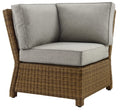 Crosley Furniture Bradenton Corner Outdoor Sectional Chair, Wicker Patio Chairs for Porch, Deck, Backyard, Brown with Gray Cushions