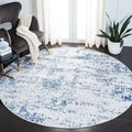 SAFAVIEH Amelia Collection Area Rug - 9' Round, Ivory & Navy, Modern Abstract Design, Non-Shedding & Easy Care, Ideal for High T