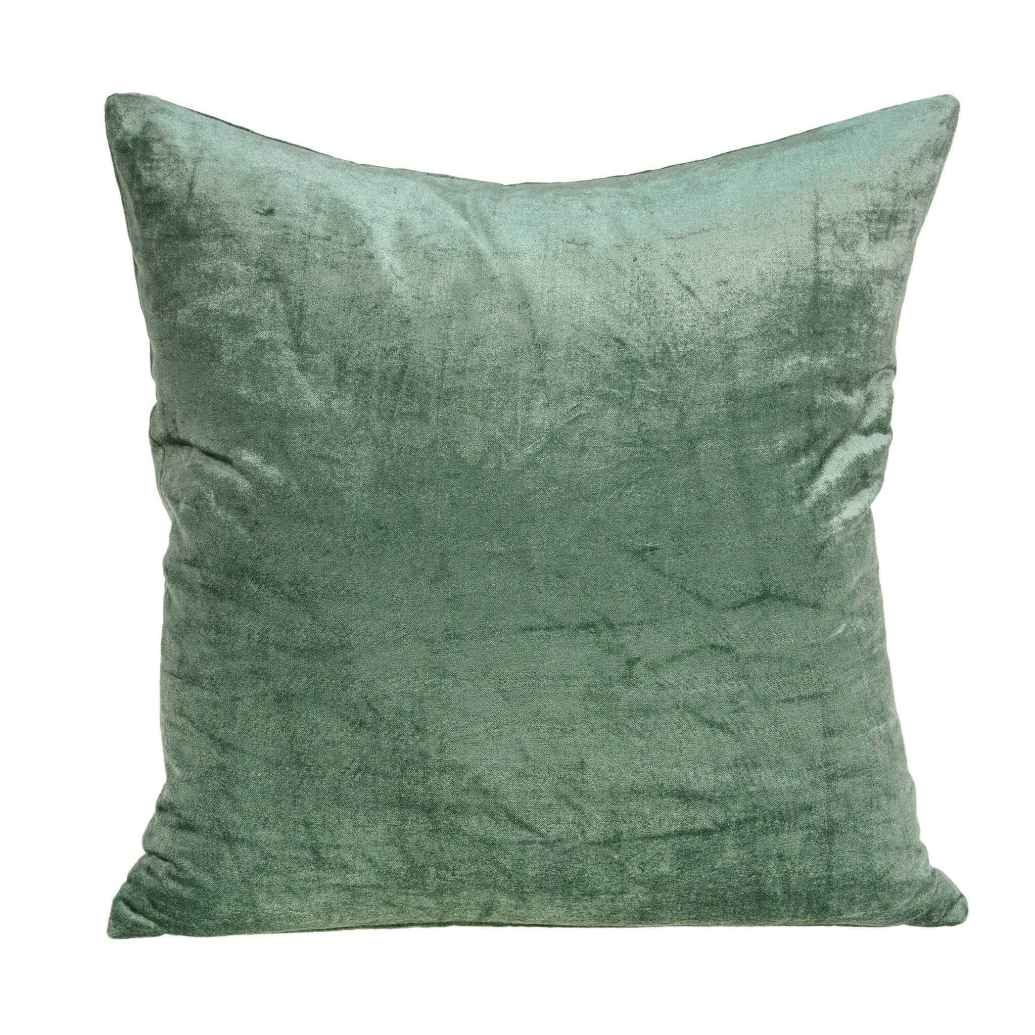 HomeRoots 50% Cotton, 50% Viscose 18' x 7' x 18' Transitional Green Solid Pillow Cover with Poly Insert