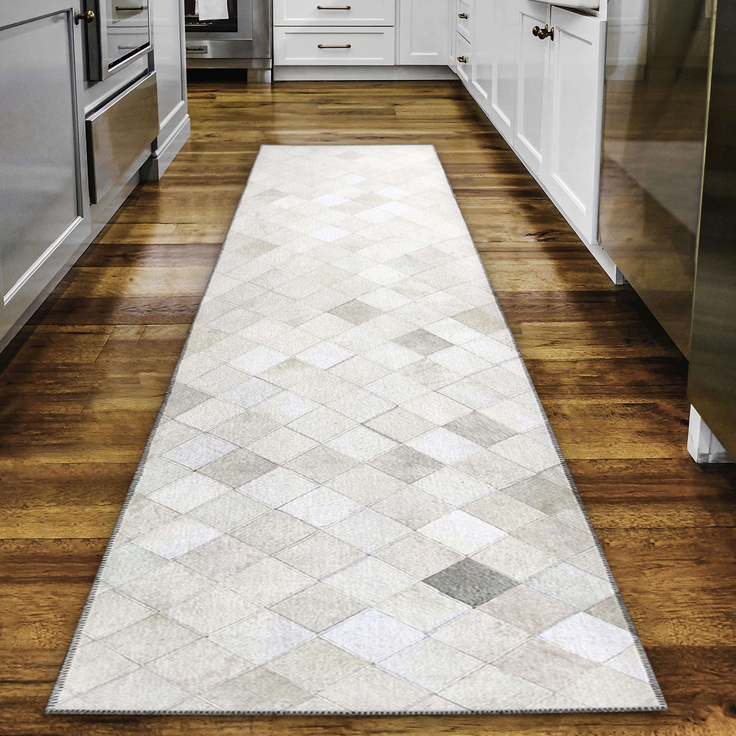 Dalyn Rugs Stetson Patchwork Faux Cowhide Ss2 Linen 2'3&quot; X 7'6&quot;