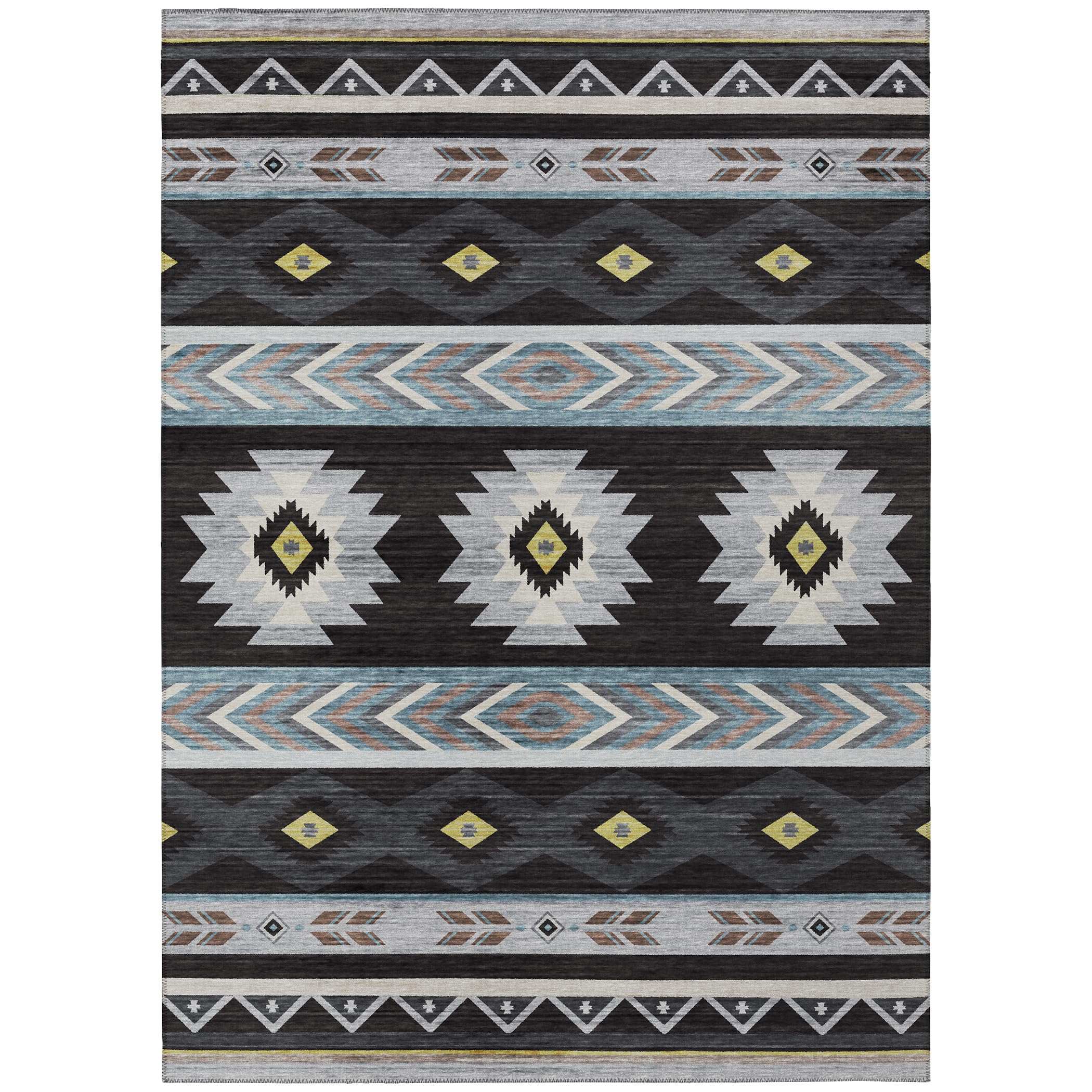 Addison Rugs Sonora Aso33 Black 9' X 12' Indoor Outdoor Area Rug, Easy Clean, Machine Washable, Non Shedding, Bedroom, Living Room, Dining Room, Kitchen, Patio Rug