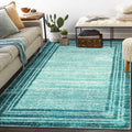 Lahome Abstract Teal 5x7 Rug for Bedroom,Washable Modern Living Room Area Rug Non-Slip,Low-Pile Soft Floor Carpet Minimalist Bor
