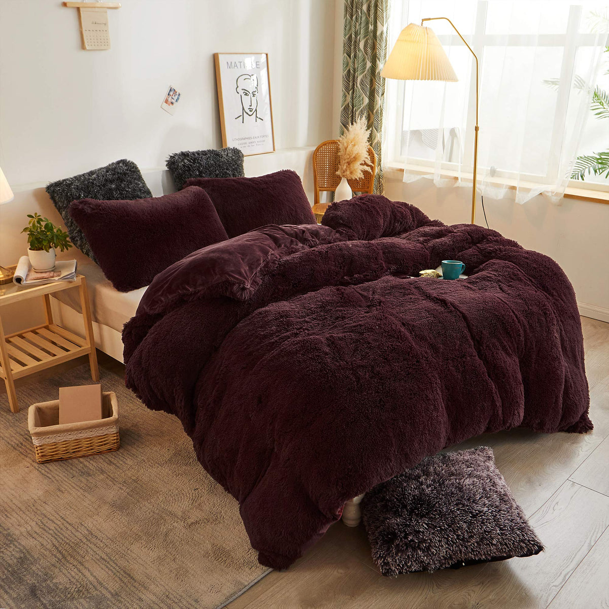 Xege Plush Shaggy Duvet Cover, Luxury Ultra Soft Crystal Velvet Fuzzy Bedding 1Pc(1 Faux Fur Duvet Cover Queen Size), Fluffy Fur