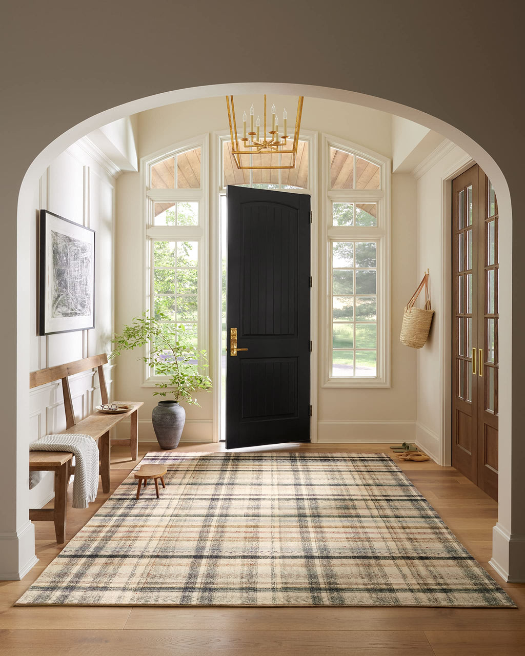 Loloi Chris Loves Julia X Humphrey Collection, Ivory & Multi 3'-6'' X 5'-6'' Area Rug - Plaid Accent Rugs For Living Room, Bedro