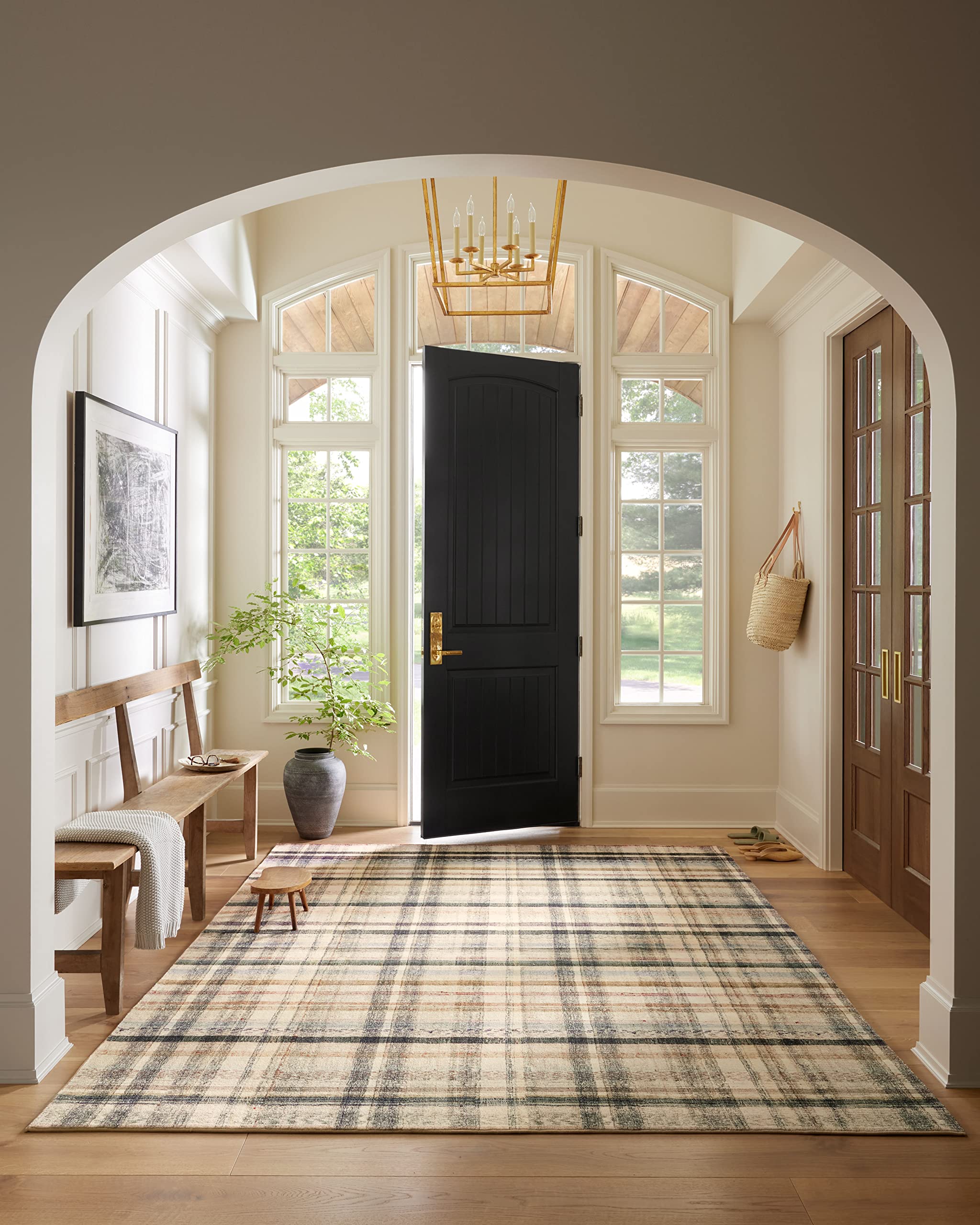 Loloi Chris Loves Julia X Humphrey Collection, Ivory & Multi 7'-3'' X 9'-3'' Area Rug - Plaid Accent Rugs For Living Room, Bedro
