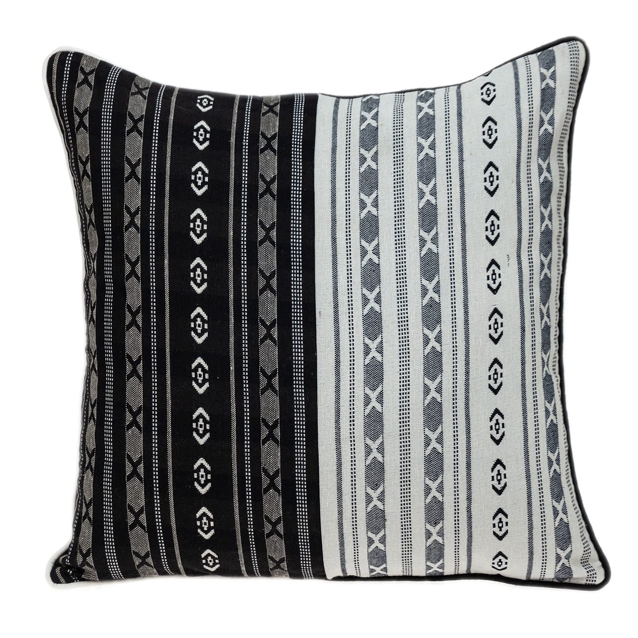 HomeRoots 100% Cotton Black and White Abstract Accent Pillow