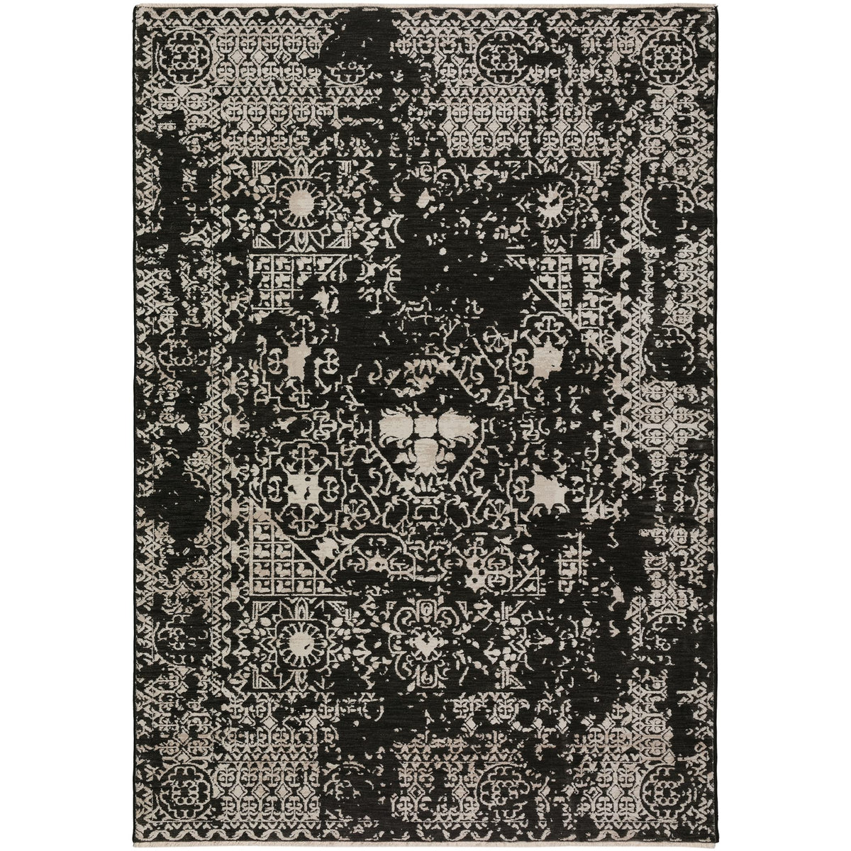 Addison Rugs Nelson Ane33 Black 7'10&quot; X 10' Rectangle Soft Area Rug, Easy Clean, Non Shedding, Bedroom, Entry, Living Room, Dining Room, Kitchen Rug