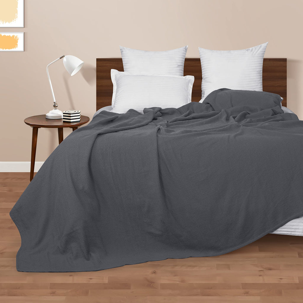 Boutiquo 100% Cotton Bed Blanket, Breathable Thermal Blanket Twin Size, Soft Honeycomb Waffle Blanket 60''X90'', Cotton Bed Blan
